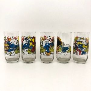 Smurf Collector Glass Lot of 5 Vintage 1983